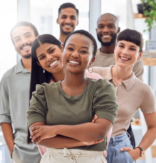 group of professionals smiling